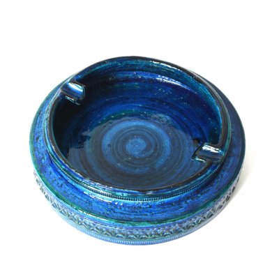 Mid-Century Blue Glazed Ceramic Ashtray by Aldo Londi for Bitossi