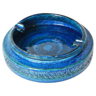 Mid-Century Blue Glazed Ceramic Ashtray by Aldo Londi for Bitossi