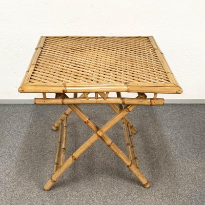 Wicker folding outlet table