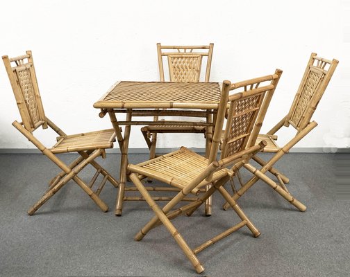 Bamboo folding table and chairs set top