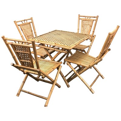 Bamboo folding table and chairs set best sale