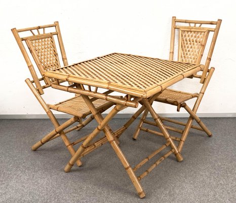 Bamboo folding table and chairs set store