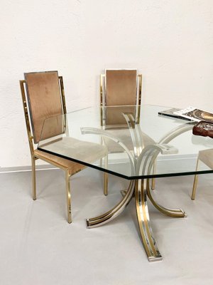 Vintage brass and hot sale glass dining table