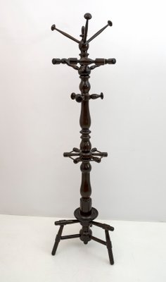 Half Century Italian Walnut Ground Coat Rack with Umbrella Stand