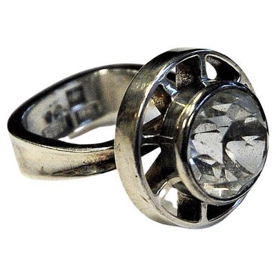 Danish sterling silver ring designed and made by N.E.From set with Rock Crystal 