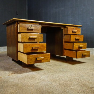 Vintage Wooden Desk 1950s For At, Old Wooden Desk Cabinet