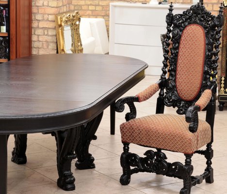 Importante banquette époque Napoléon III en bois noirci