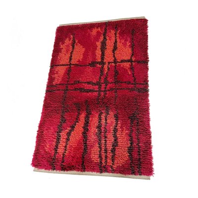 Abstract Scandinavian High Pile Örgryte Rya Rug Carpet, Sweden
