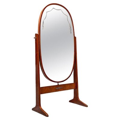 Mid Century Italian Free Standing Full Length Oval Wood Floor Mirror 1950s For At Pamono Oval Wood Floor Mirror 1950s, Antique Oval Floor Mirror