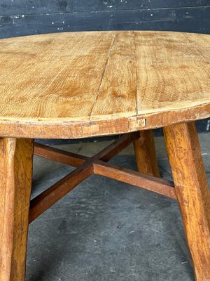French Oak Round Farmhouse Kitchen, Reclaimed Rustic Oak Round Dining Table