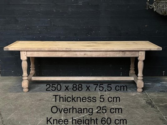 Large French Bleached Oak Farmhouse, Dining Table Height In Cm