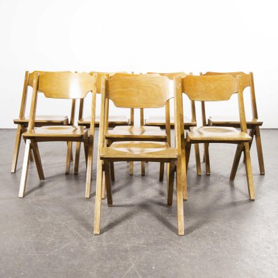 Stacking Beech Dining Chairs 1960s, 8 Matching Dining Room Chairs