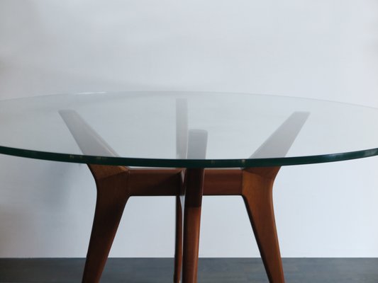 Italian Round Dining Table With Glass, Round Dining Table With Teal Chairs