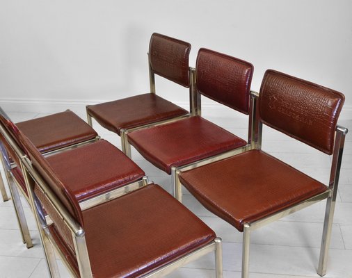 Leather Chrome Plated Steel Dining, Brown Leather Chrome Dining Chairs