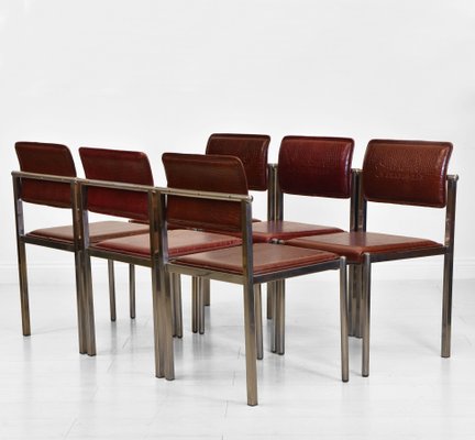 Leather Chrome Plated Steel Dining, Brown Leather Chrome Dining Chairs