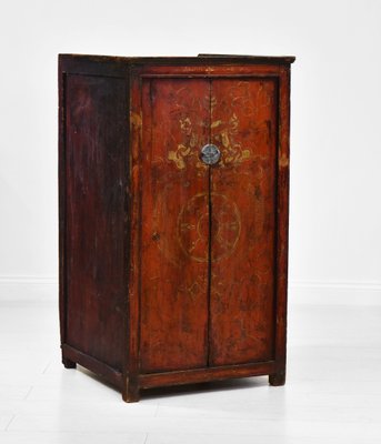 19th Century Tibetan Painted Cupboard Cabinet