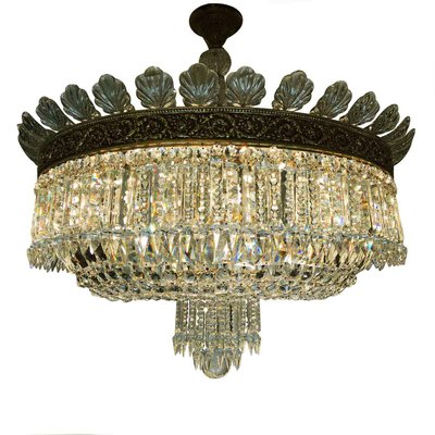 Large Bronze And Crystal Ceiling Light, Bronze 30 Inch Crystal Chandelier