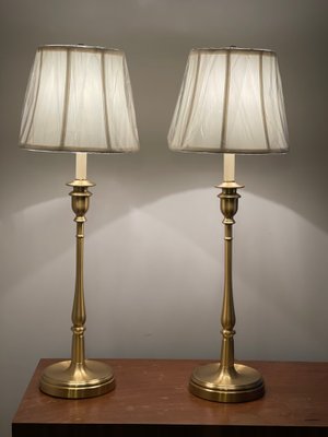 Tall Victorian Brass Candle Table Lamps, Timothy Oulton Frozen Floor Lamp
