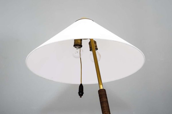 Wood Handle By Rupert Nikoll 1950s, Wooden Floor Lamp With Table Attached To Wall