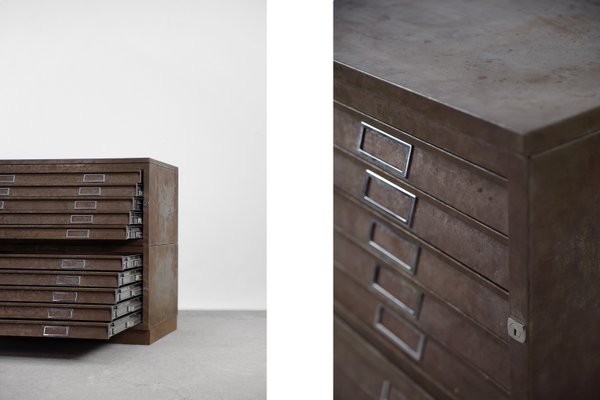 Vintage Industrial Metal File Cabinet, Industrial Metal Cabinet With Drawers