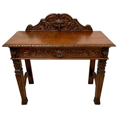 Antique Victorian Carved Oak Side Table