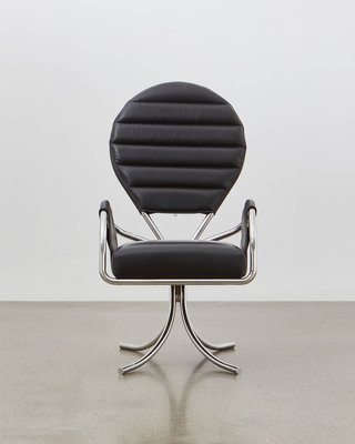 PH Pope Chair, Chrome, Aniline Leather Black for sale at Pamono