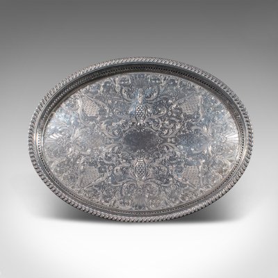 Vintage English Silver Plate Serving Tray 1950 for sale at Pamono