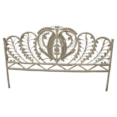 Vintage Lacquered Bamboo Rattan, White Bamboo Headboard Queen
