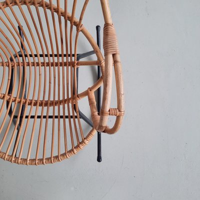 Rattan Metal Rocking Chair from Rohé Noordwolde, 1960s for sale
