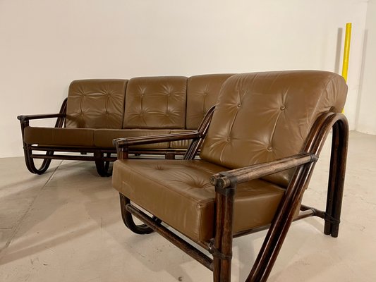 Bamboo Sofa and 2 Armchairs Set 1970s Set of 3 for sale at Pamono