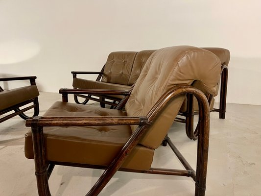 Bamboo Sofa and 2 Armchairs Set 1970s Set of 3 for sale at Pamono
