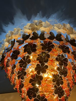Contemporary Black Orange Flower Murano Glass Chandelier Set Of 2 For At Pamono Contemporary Black Orange Flower, Orange Murano Glass Chandelier