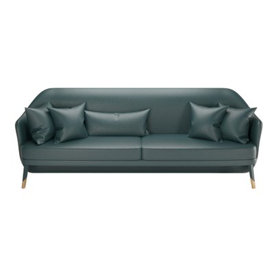 Bhutan Blue Petrol Leather Sofa by Javier Gomez