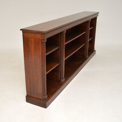 Long Antique Victorian Solid Oak Open, Carson Horizontal Bookcase With Adjustable Shelves Threshold