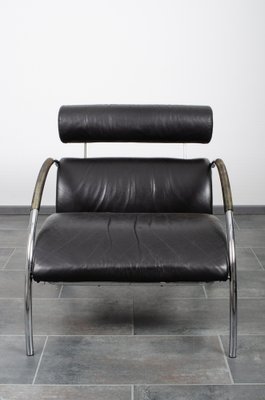 Black Leather Zyklus Armchair by Peter Maly for COR for sale at Pamono