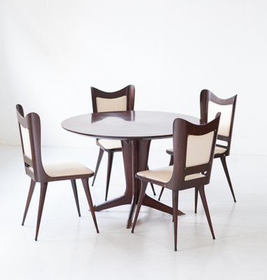 Italian Round Wooden Dining Table With, Round Wooden Dining Table Set