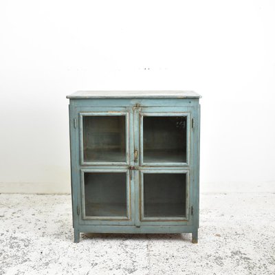 Vintage Blue Glass Fronted Cupboard For Sale At Pamono