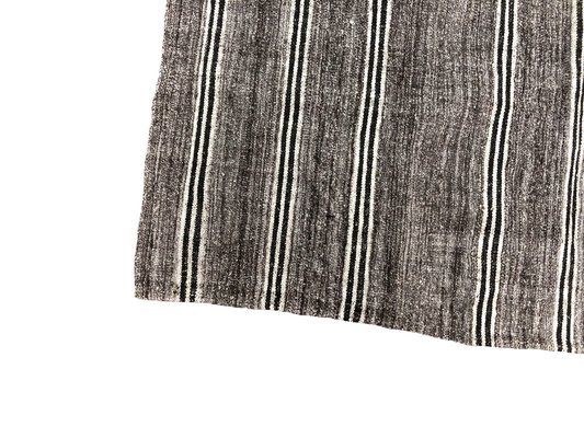 Handmade Stripe Kilim Rug, Black And White Striped Kilim Rug