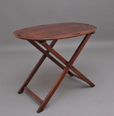 19th Century Mahogany Folding Butlers Tray on Stand Set of 2 for