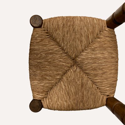French Low Rush Straw Accent Chair in the Style of Charles Dudouyt for sale at Pamono
