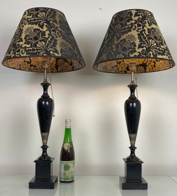 Wooden Turned Table Lamps 1950s Set, Windmill Floor Lamp