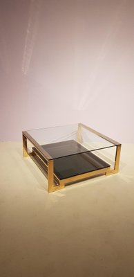 Square brass and glass coffee table outlet