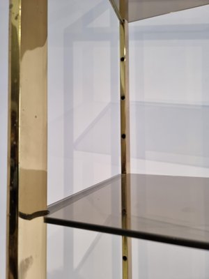 Brass Etagere with Smoked Glass Shelves
