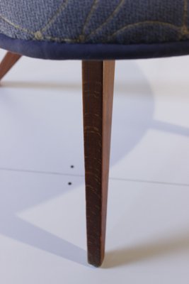 Teak Barrel Chair with Abstract Pattern Tapestry 1950s for sale