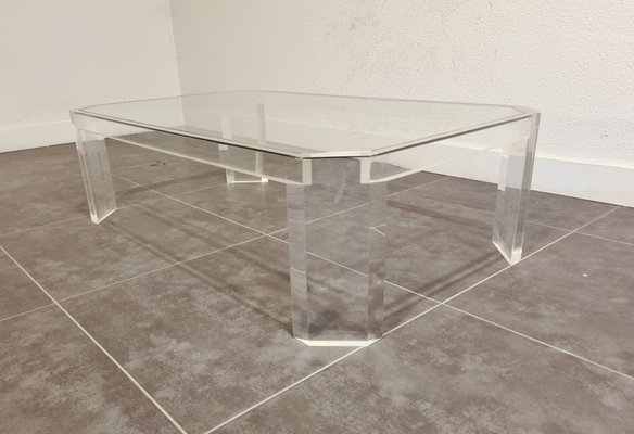 Lucite glass 2024 coffee table