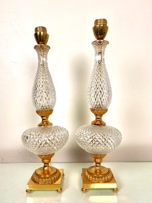 Neoclassical Cut Crystal & Brass Table Lamps, Italy, 1950s, Set of 2 for  sale at Pamono