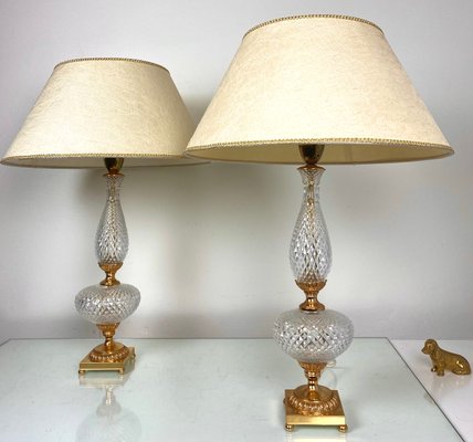 Large Antique Brass Table Lamps, 1950s, Set of 2 for sale at Pamono