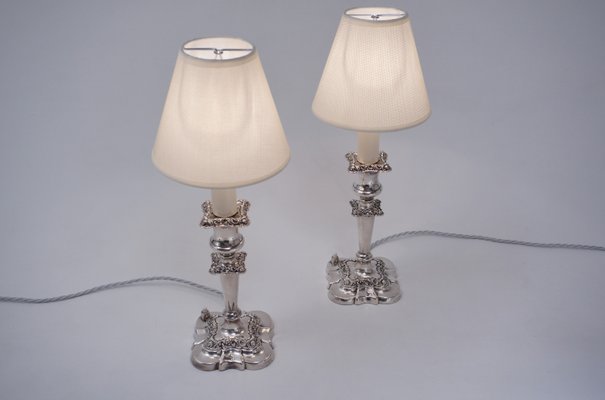Silver Plated Candlestick Lamps From, Silver Candlestick Lamp Base