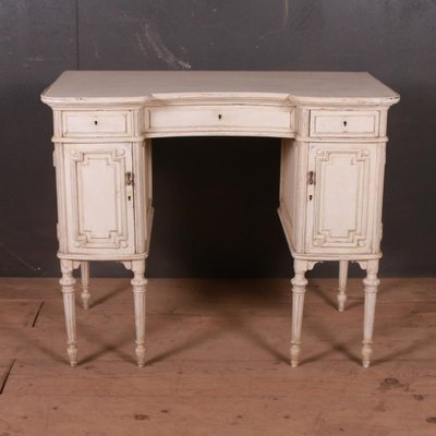 French Painted Kneehole Writing Desk, White French Provincial Writing Desk