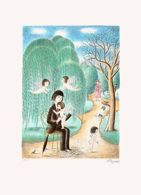 Raymond Peynet, Elle m'aime un peu, beaucoup, 1985, Lithograph